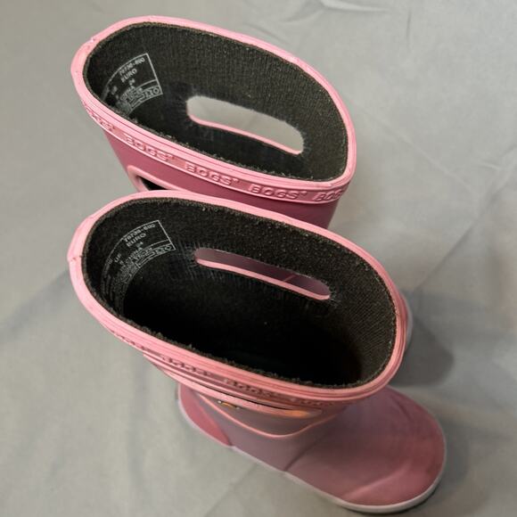 GIRLS BOGS PINK PURPLE RUBBER RAIN BOOTS, Toddler 8 5-3/4” Foot Length - Picture 3 of 11